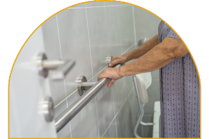 Accessible bathroom with a grab bar